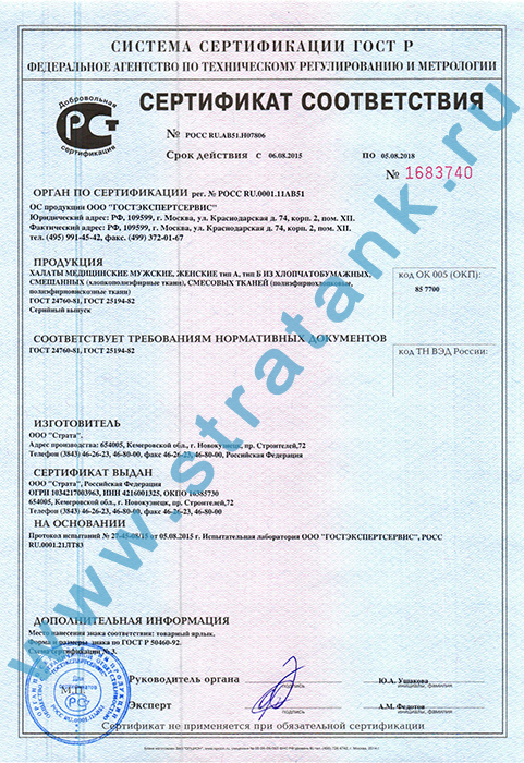 Сертификат На Спецодежду Халат - specificationanalytics